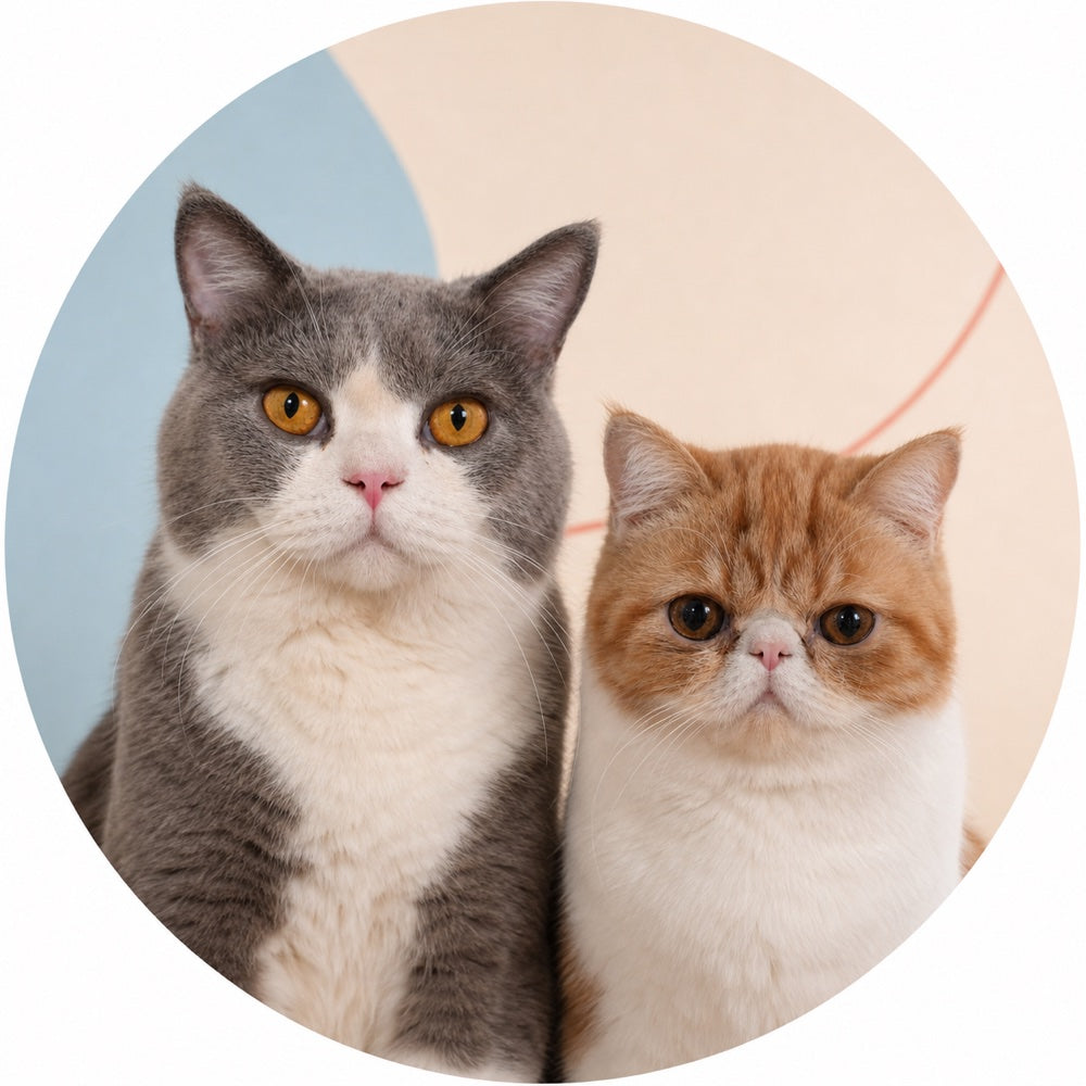 Portrait of the two cats who inspired PEGGICO